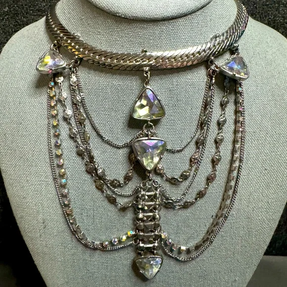 Unique Rhinestone Layered Necklace - Picture 1 of 4